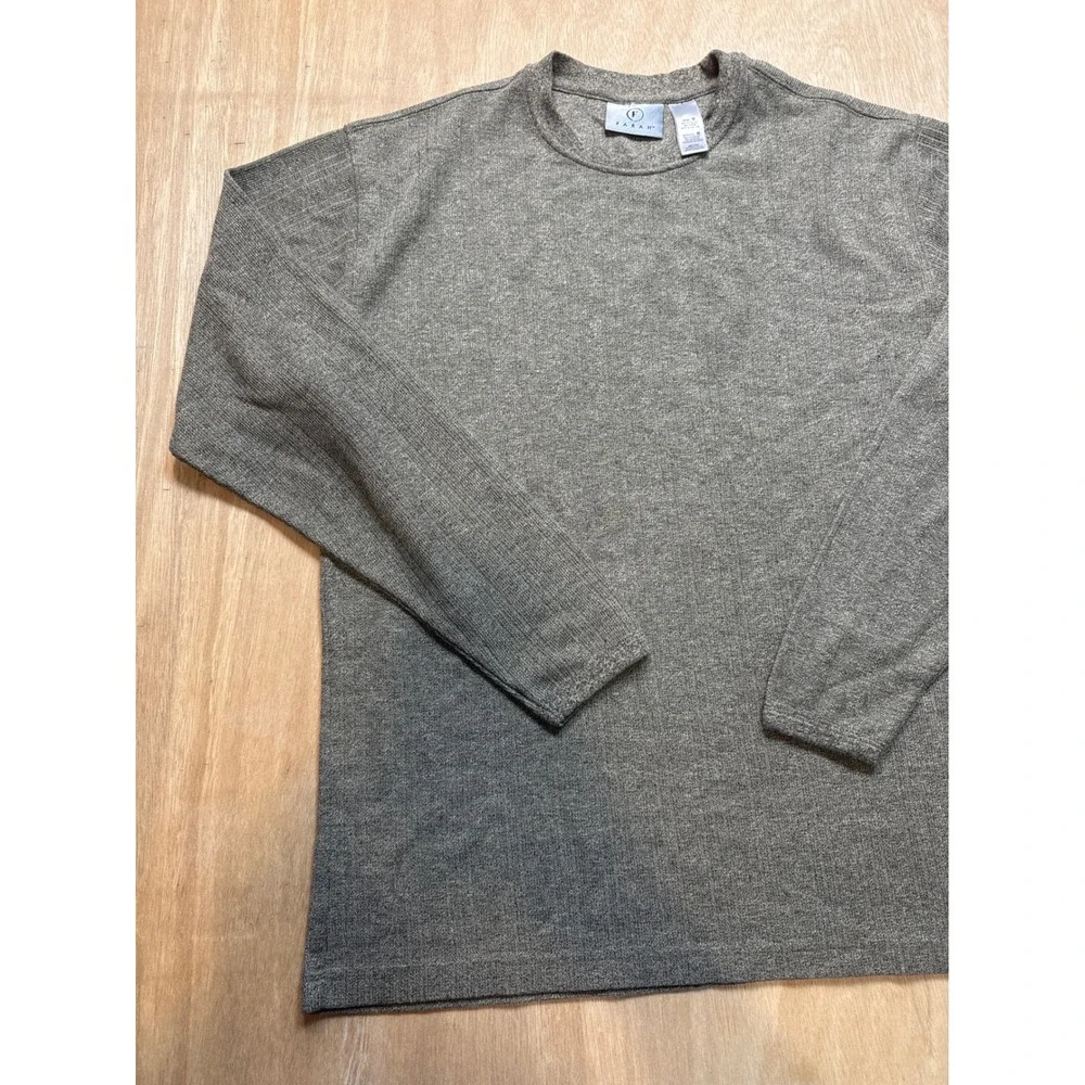 Farah Vintage Mens Brown Olive Knit Crewneck Sweater Size M Long Sleeve